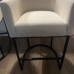 3 Cream Fabric Barstools