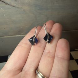 Sterling Silver Glass Sapphire Earrings
