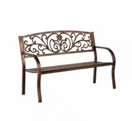 50 in. Blooming Metal Outdoor Garden Bench