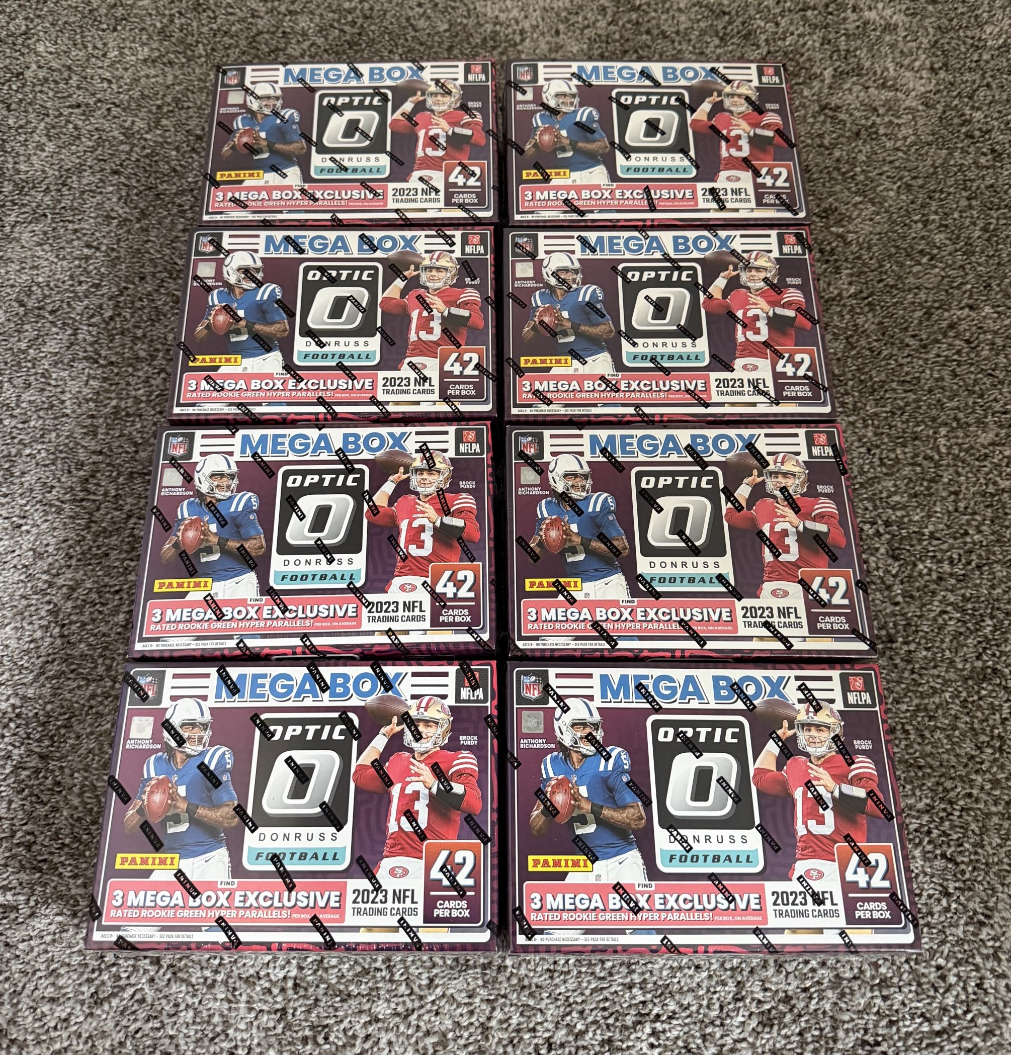 2023 Panini Donruss Optic NFL Football Trading Cards Mega Box (TARGET) NEW/SEALED x8