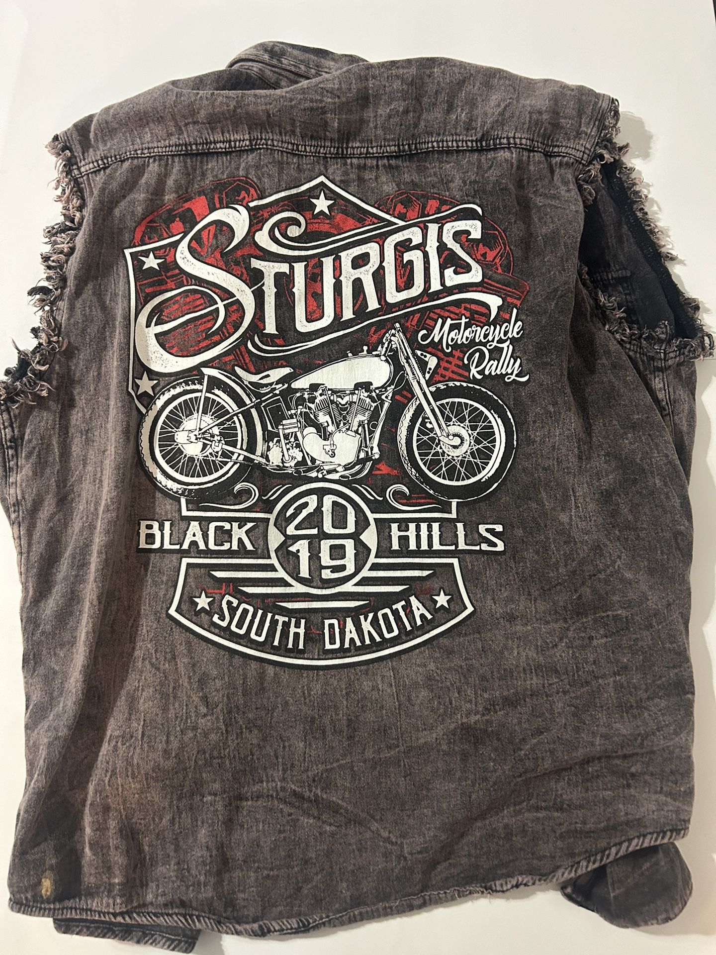 Sturgis Cut Off Button Shirt Men’s Large Brown  Hills Rally 2019