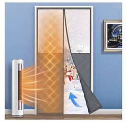 Magnetic Thermal Insulated Door Curtain, Fits Door Size 38" x 82", Center Opening, Durable Oxford Cloth&Thicken Polyester Fiber, Weighted Bottom,Tempo
