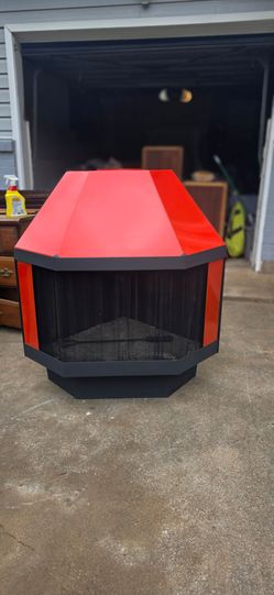 RARE Vintage Mid-Century Modern Majestic "Firehood" Fireplace – Vibrant Red Porcelain