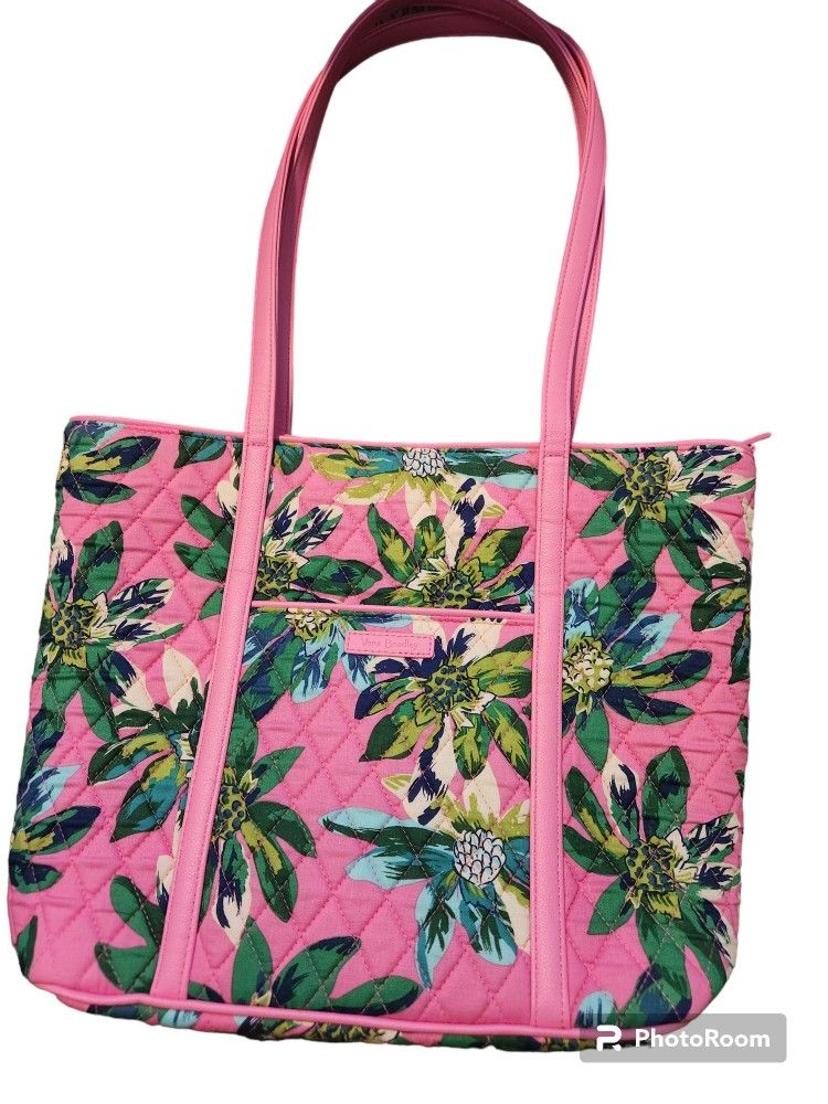 Vera Bradley Pink Tropical Print Cotton Tote Bag New