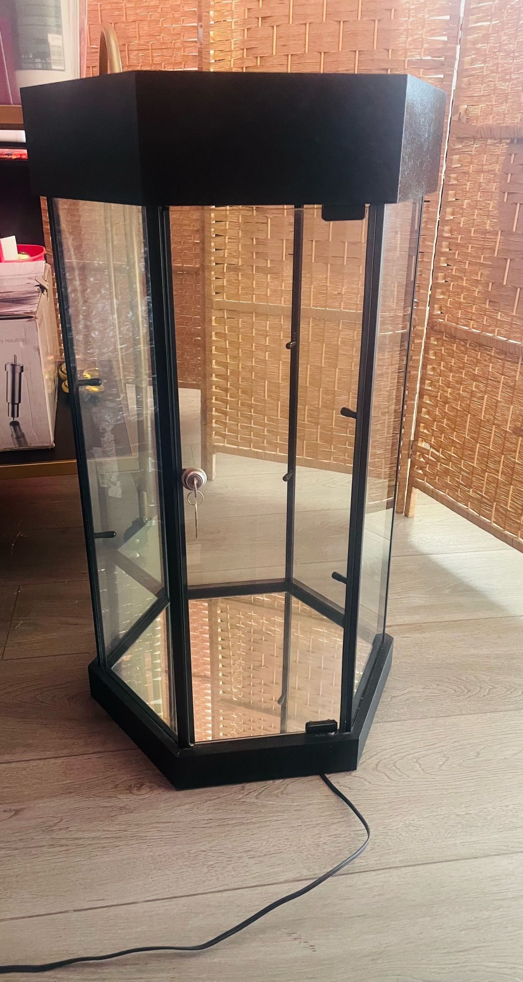 Hexagonal Lighted Counter Top Glass Display Case