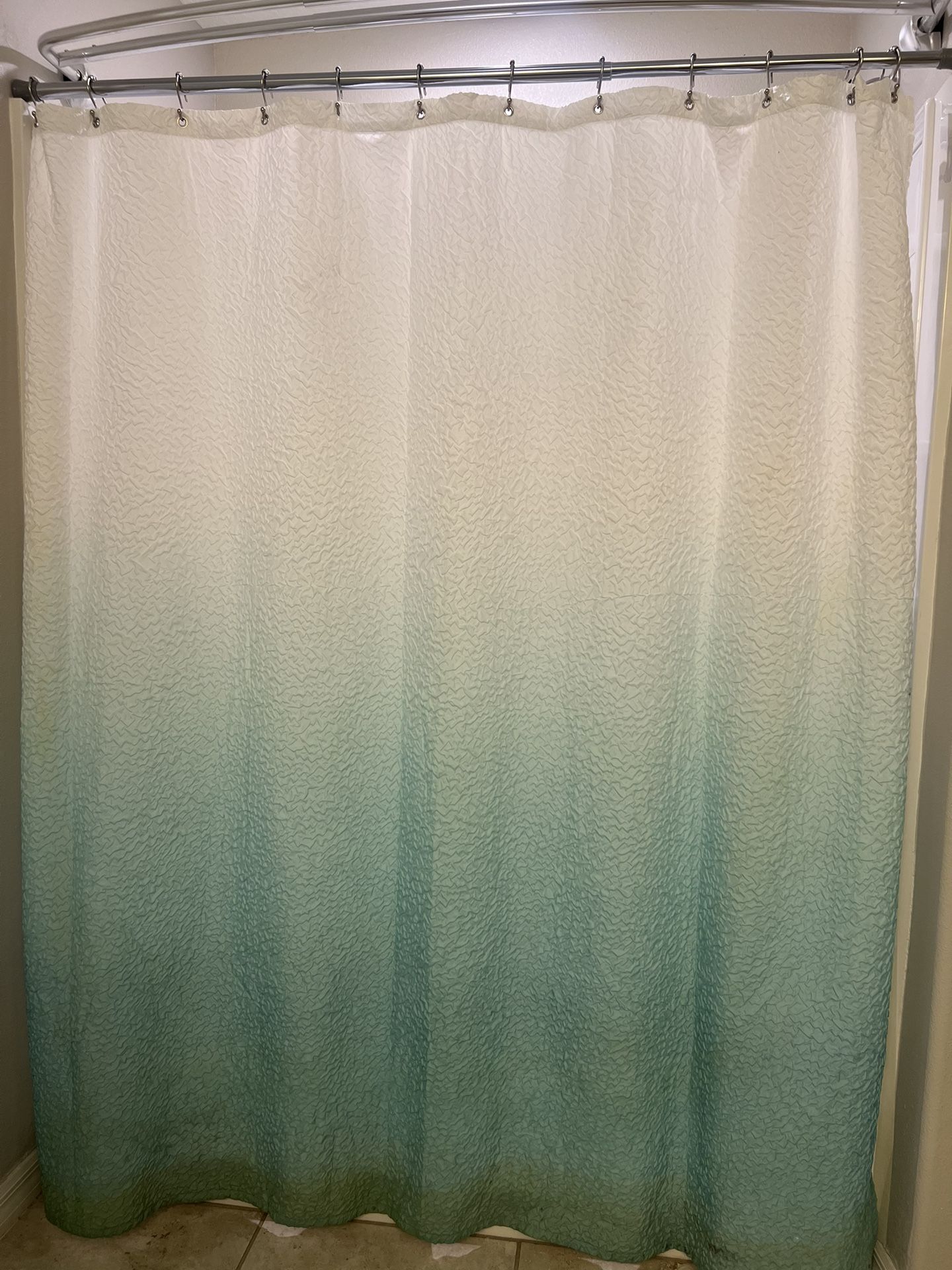 Shower Curtain, Liner And Hooks
