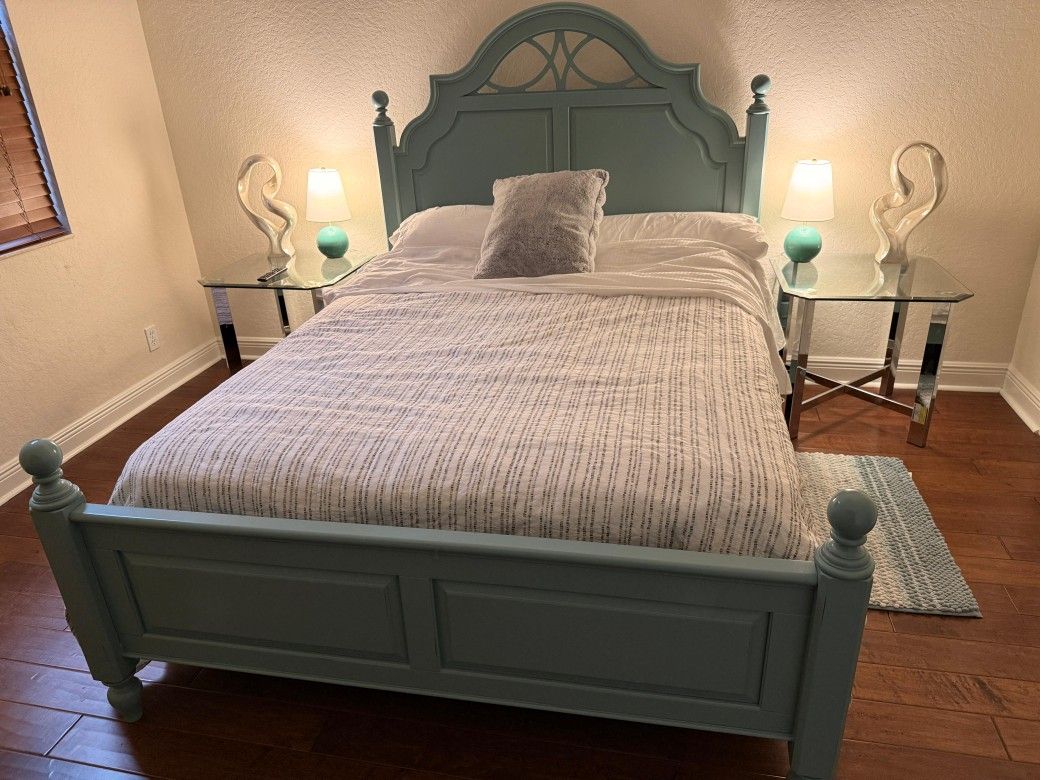 Bed Frame And Dresser, Matress, Lamps