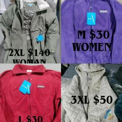 Brand New Columbia Jackets And Sweaters! 