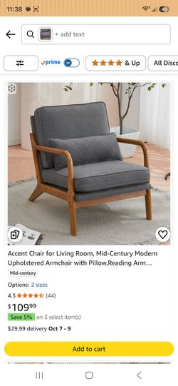Accent Chair for Living Room, Mid-Century Modern Upholstered Armchair with Pillow,Reading Arm Chair,Comfy Accent Chair for Bedroom
Product Images and