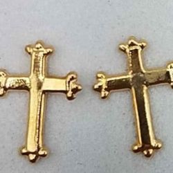 14 Kt Gold Cross Earrings 