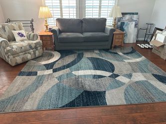 8X10 Area rug blue geometric