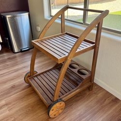 2-Tier Rolling Trolley Bar Cart Plant Stand