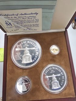 Mexican silver set with gold