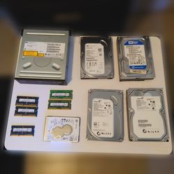 Computer PC Hardware - Hard Drives RAM Memory CD/DVD Drive