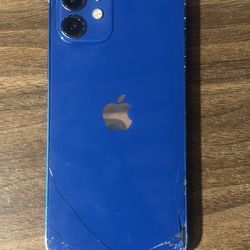 iPhone 12 Blue T Mobile, Cracked A Bit On Back