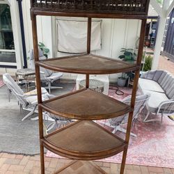 Corner Wicker Like Shelf Unit