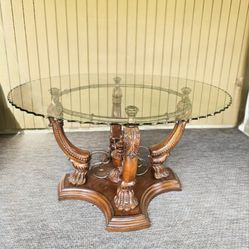Round Pedastal Glass Top Dining Table