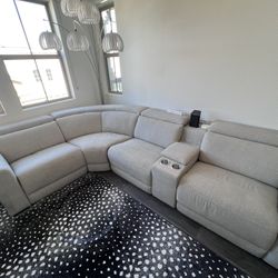 Chanel Grey 5 Piece Power Reclining L-Shaped Modular Sectional