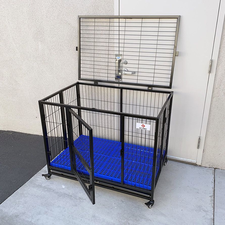 $170 (Brand New) Folding dog cage 43x30x34” heavy duty single door kennel w/ plastic tray 