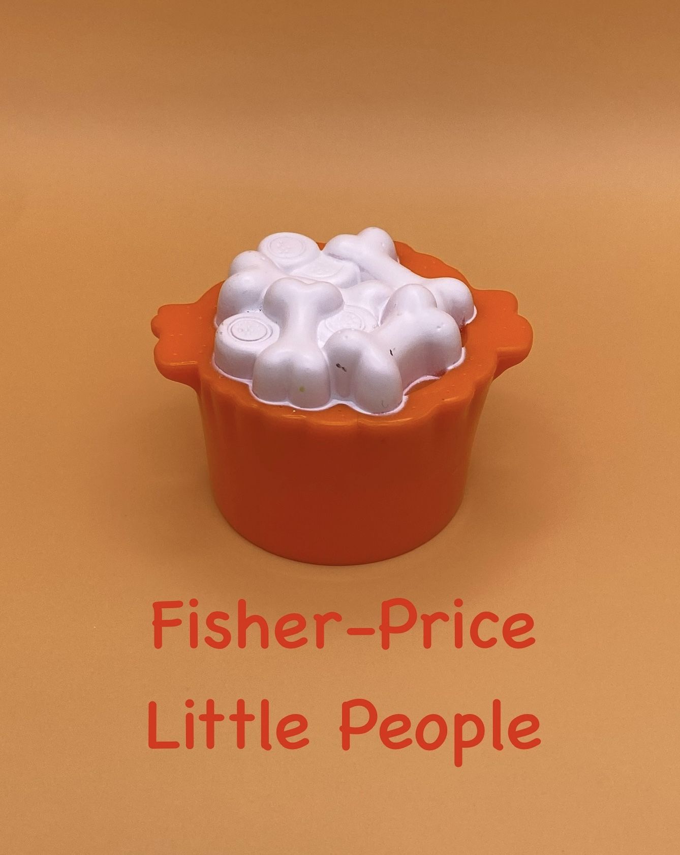 Hard to Find Fisher Price Little People Dollhouse Bucket of Dog Bones / Dinosaur Bones Bucket