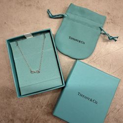 Tiffany & Co. Infinity Necklace Sterling Silver 925 Adjustable 16–18” with Box