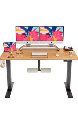 55 Inch Dual Motor Height Adjustable Standing Desk with Foot Rest