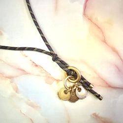 Gold Tone Pendant Necklace On Cord 