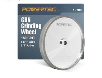 POWERTEC CBN Grinding Wheel 8 Inch 180 Grit, Bench Grinder Wheel for Sharpening HSS Tools, Lathe Tools & Chisel