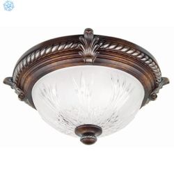 Bercello Estates 15 in. Traditional 2-Light Volterra Bronze Dimmable Flush Mount Ceiling Light