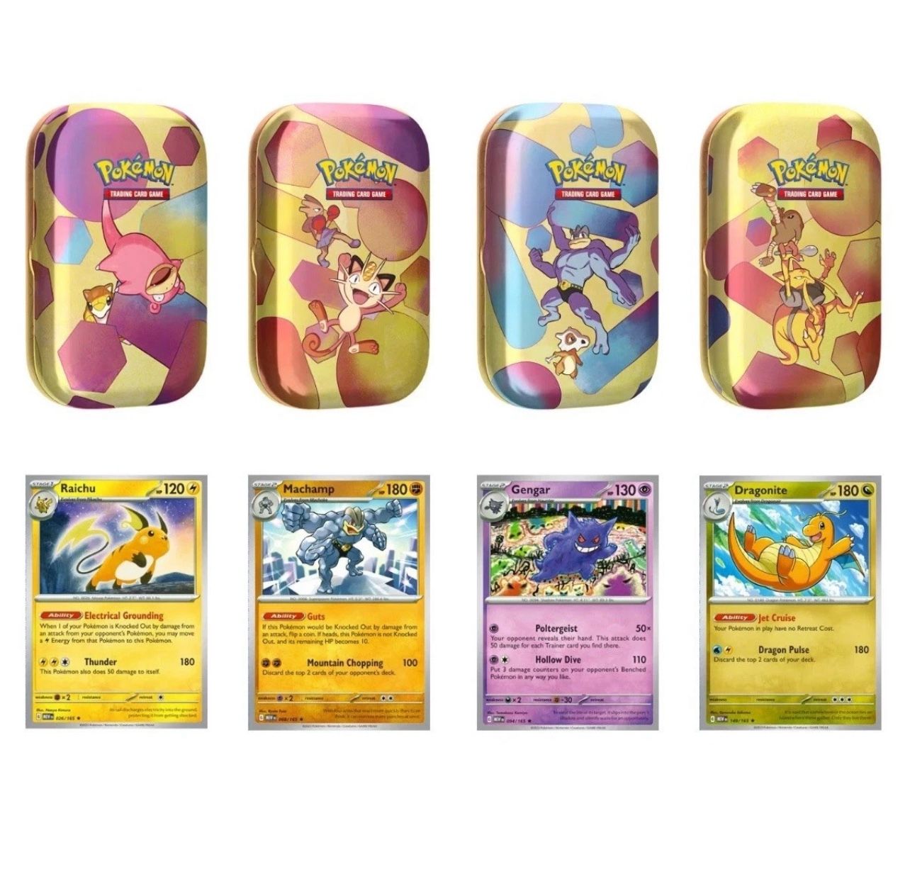 Pokemon TCG 151 4 Mini Tins + Promo Cards Bundle