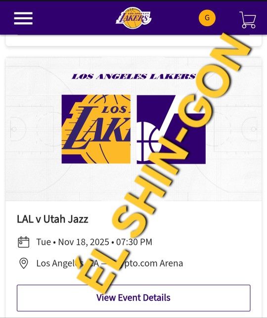 Lakers vs. Jazz 4 Tickets 11/18 Section 321 Row 6 $80 EA 