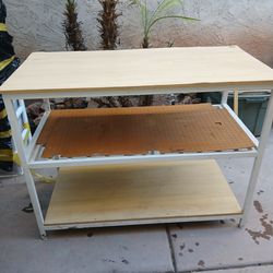Heavy-Duty Metal Workbench with  Shelf & Wood Top - $150 (Pickup Gilbert)