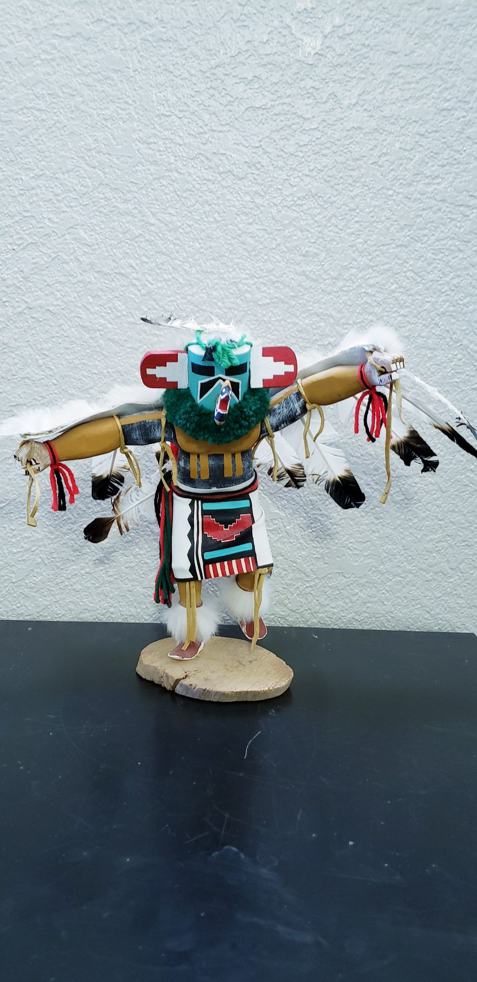 Wooden hand-carved Kachina doll signed by artist