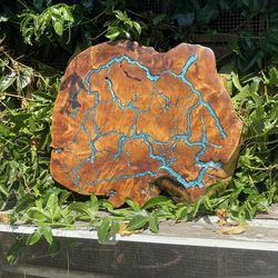 Live Edge Burl Wood Slab Table Top – Fractal Burn + Epoxy (One of a Kind)