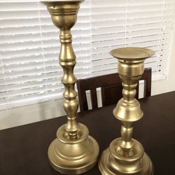 Pair of Gold pillar candleholders