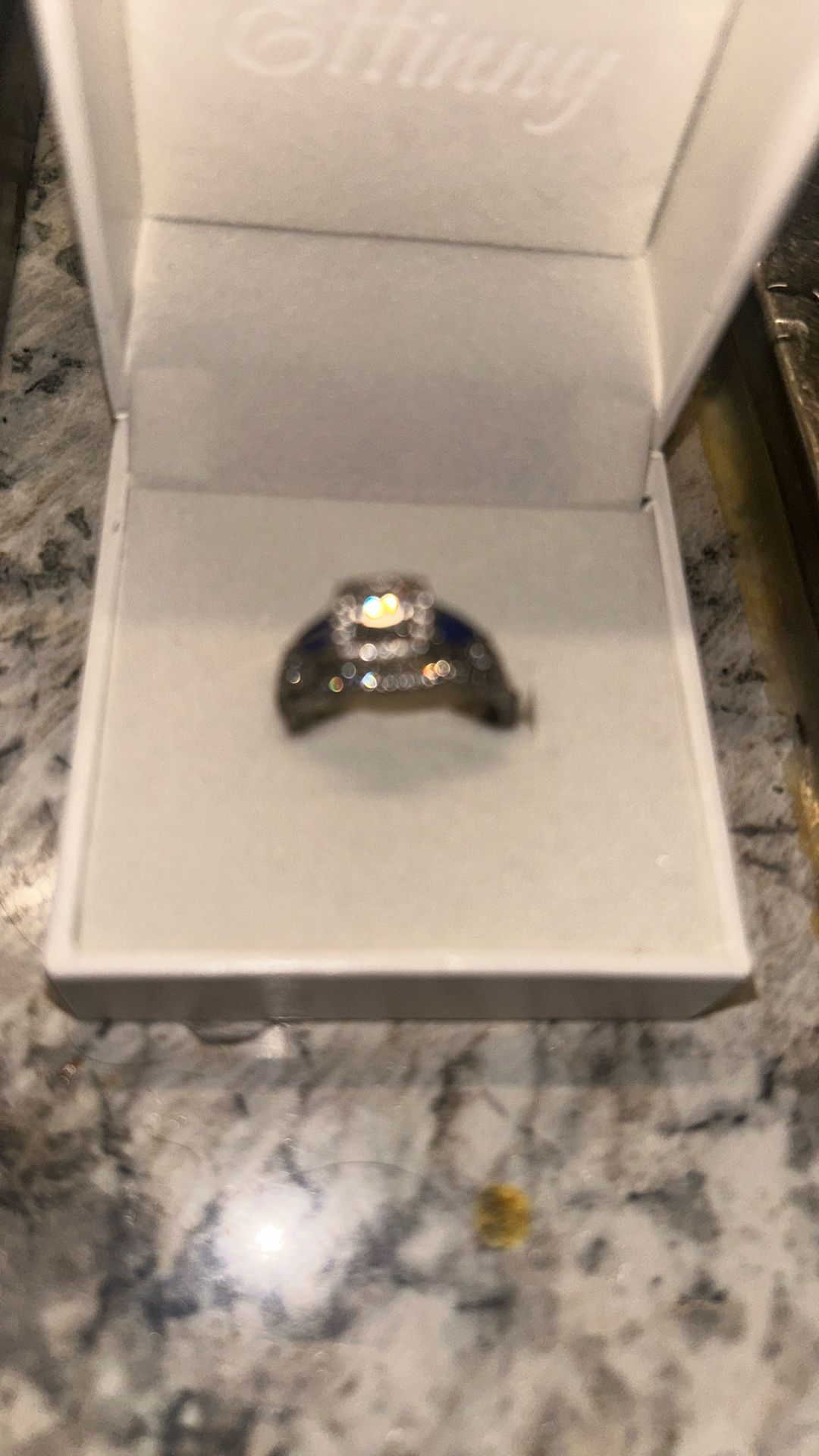 Blue Sapphire Silver Diamond Rind