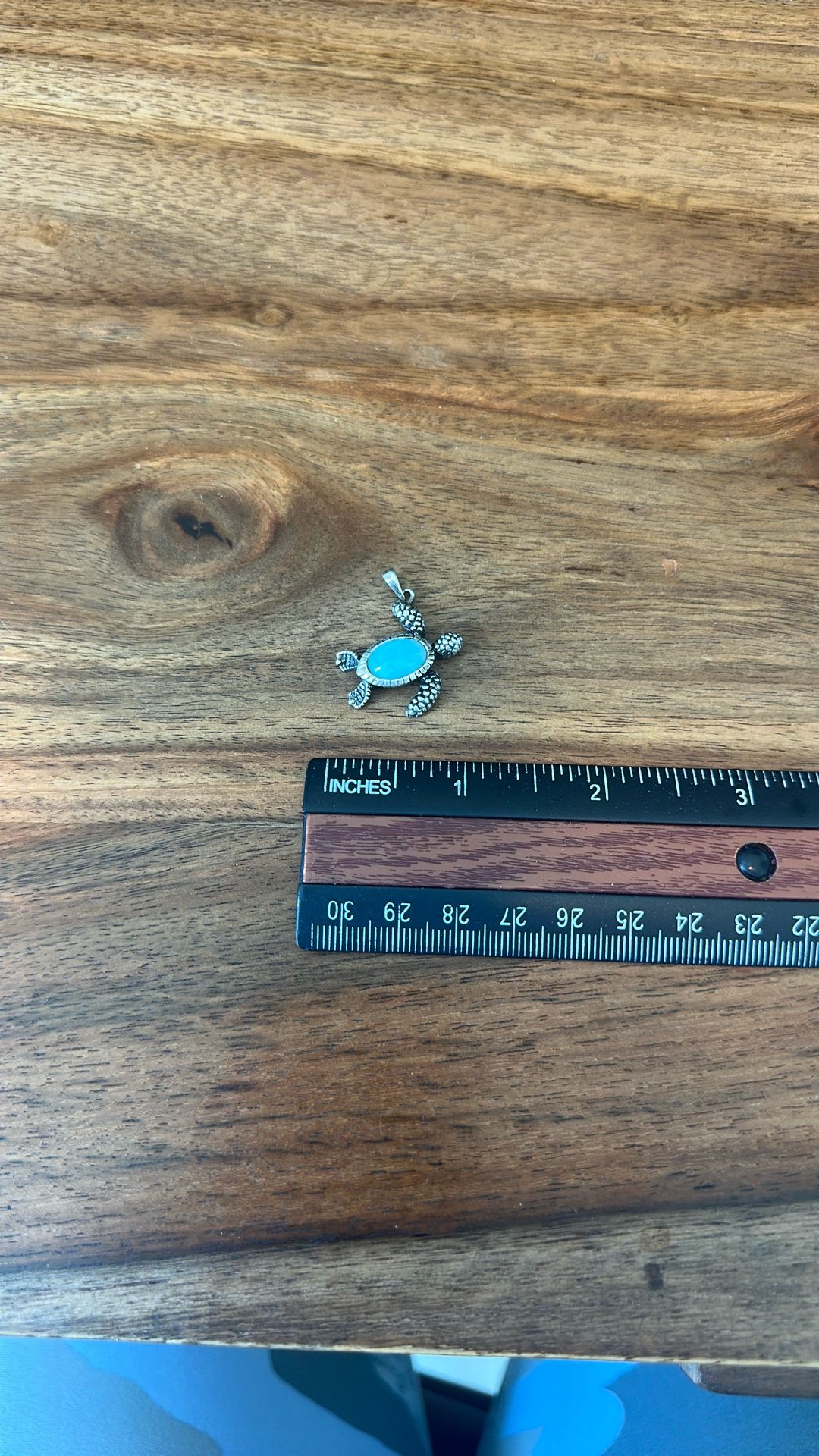 Turquoise And Sterling Silver Turtle Pendant