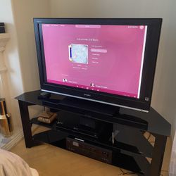 TV Stand Storage Black Glass 