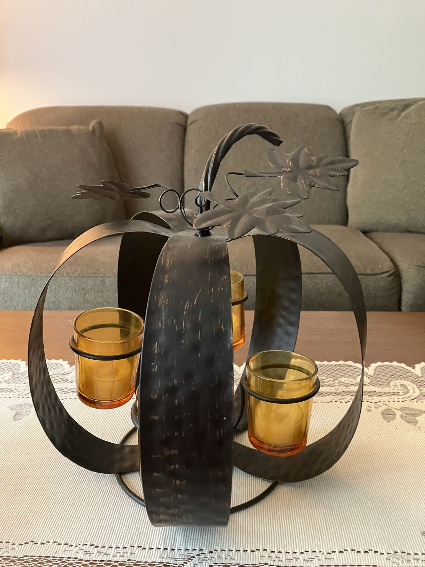 New Metal Pumpkin Votive/Tealight Holder