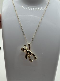 18k Gold Filled Necklace 20” Long With Teddy Bear Charm 