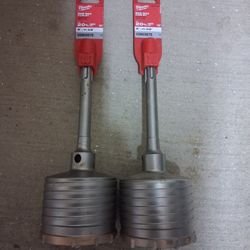 Package Deal. 2 Concrete Core Bits 2 Extensions And 7 Packs Of Steel Saw Blades 
