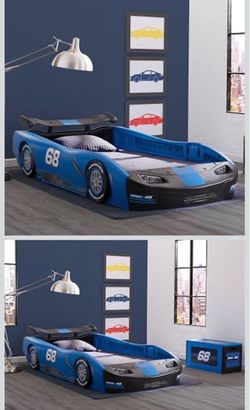 🚗🚙 TWO Kids’ Race Car Bed Frames – Red & Blue – Great Condition!