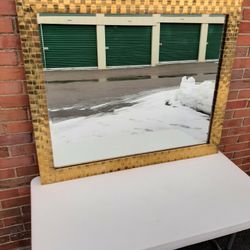 Chapman brass woven mirror
