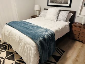 Crate and Barrel Brown Suede Headboard Bedframe