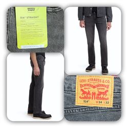 Levi's Men’s 514™ Straight Fit Eco Performance Jeans — Charcoal - 34W, 32L