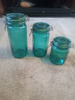 Vintage Blue Mason Jars...$40