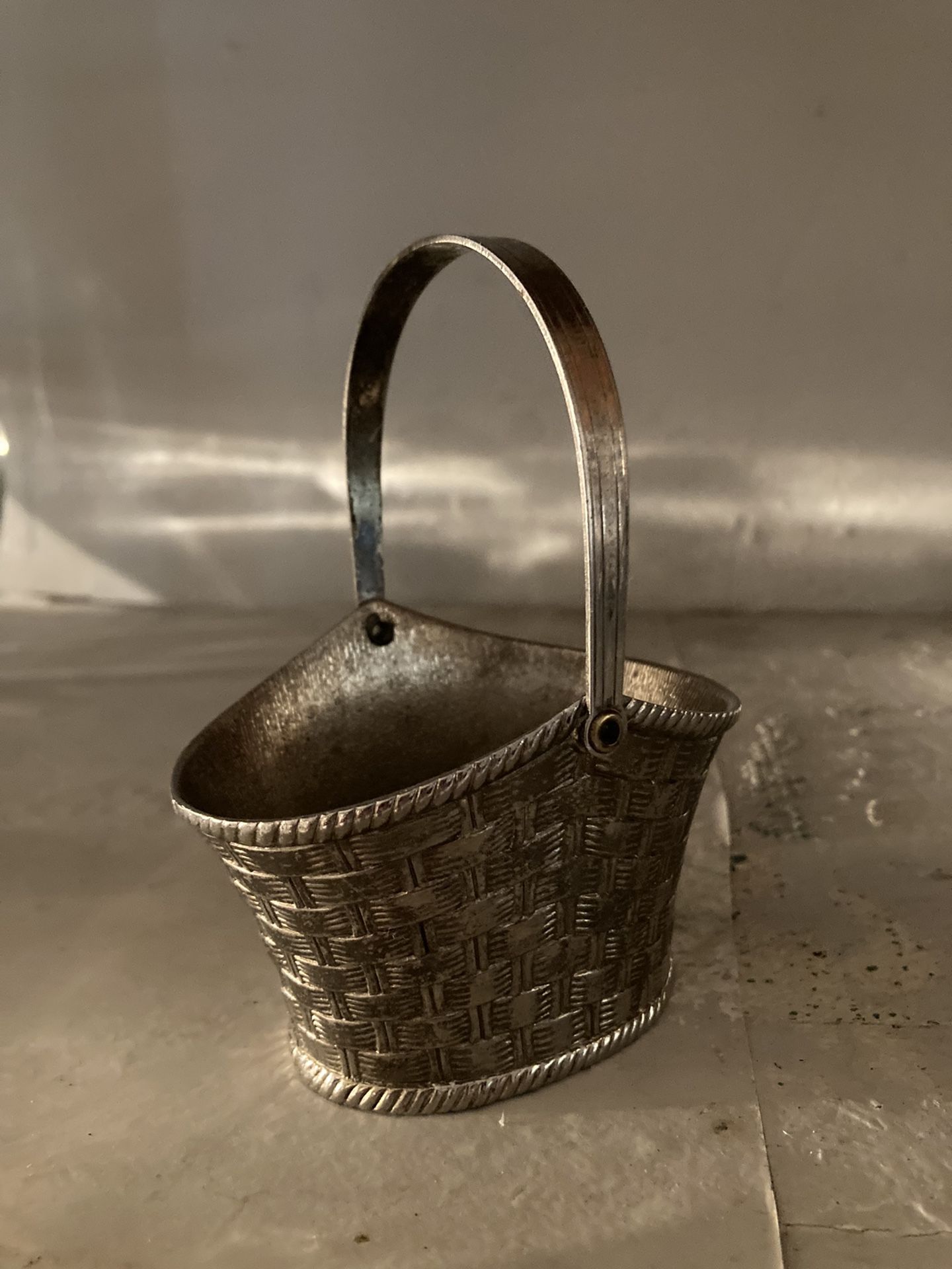 Vintage Metal Basket With Handle