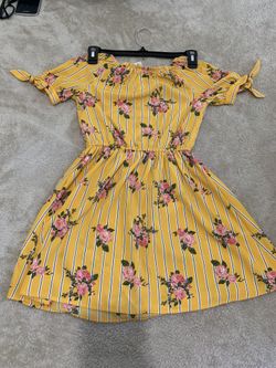 Yellow and pink rose girl dress