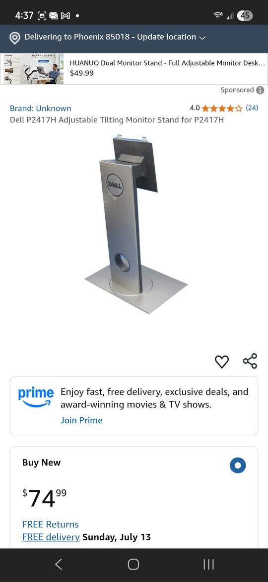 Dell Monitor With Adjustable Stand