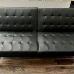 Faux Leather Futon/ Couch ( Black)